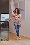 FLORENCE PLEAT BLOUSE - coral flor